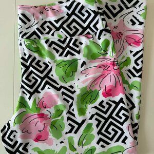 Peter Popovitch Floral Greek Key Leggings | Pink & Green | XL | Made in USA